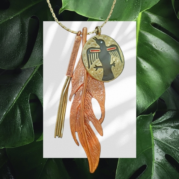 Native Am Thunderbird/Feather/Whip Charm Necklace - Picture 16 of 16